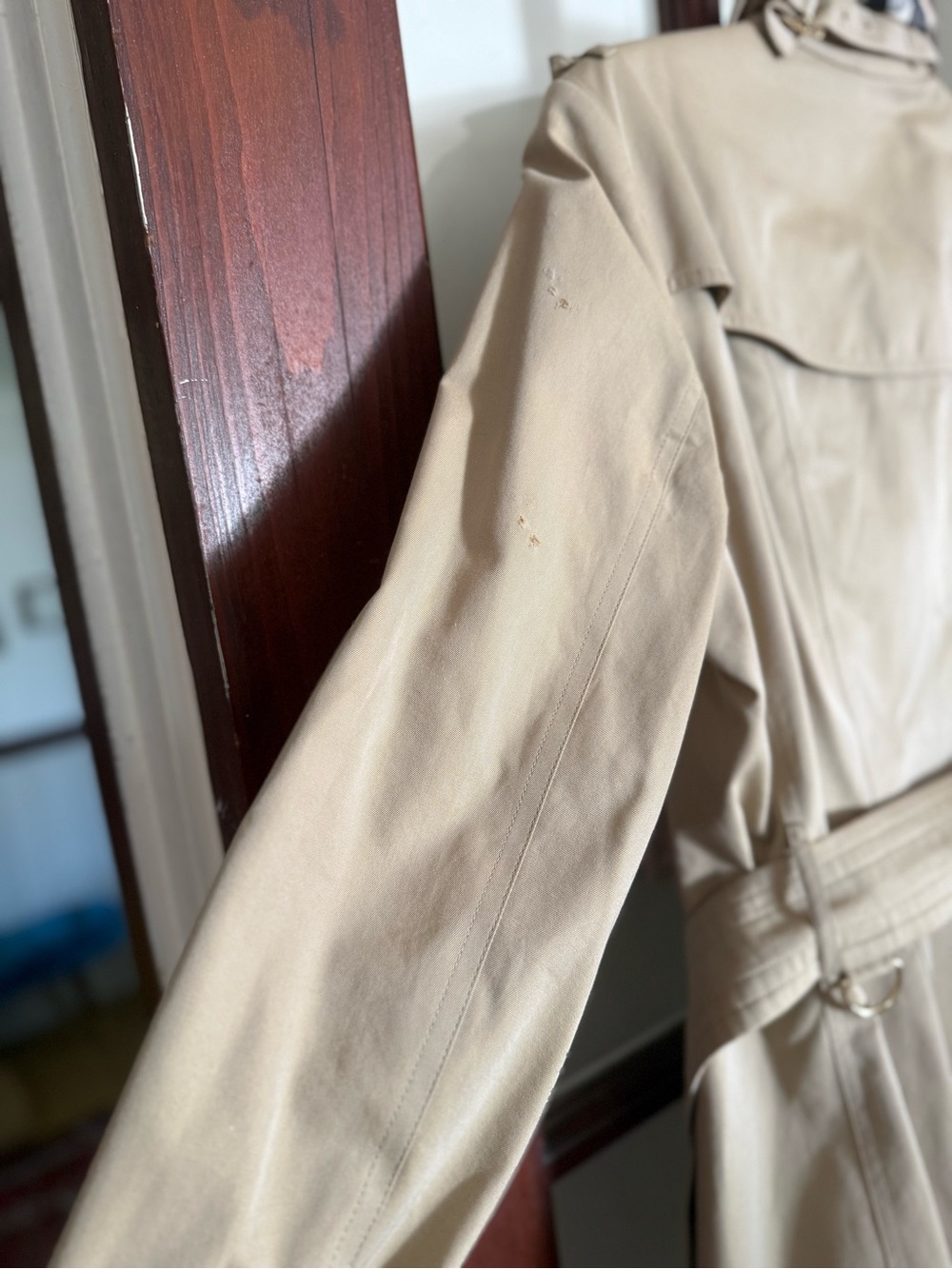 Burberry Honey Beige Double-Breasted Trench Coat with Gold Belt + Buckles - Picture 11 of 16